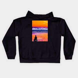 Beach boy looking to the see Kids Hoodie